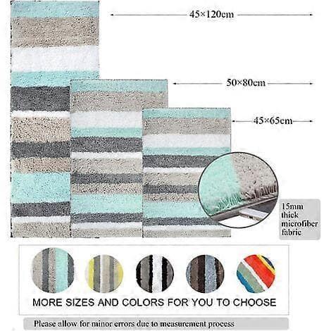Bademåtte Superabsorberende Skridsikker Vaskbar Brusemåtte til Badeværelse (50X80cm, Grøn / Grå)