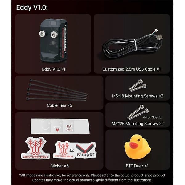 Eddy Auto Nivelleringssensor Høyhastighet for Voron 2.4 Stealthburner Trident VZbot Skrivehode Klipper BLTouch Black