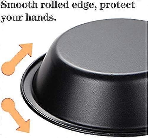 Set med 4 Mini Quicheformar Diameter 12 cm Non-Stick Beläggning Rund Quiche Bakform Svart