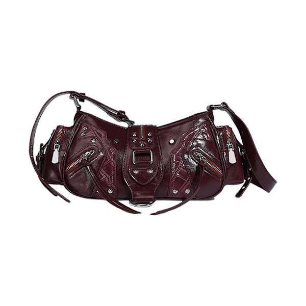Dam Väska PU Läder Crossbody Väska Trendig Handväska Multi-Fickor Armhåleväska Shopping Dejtingväska Retro Axelväska Burgundy