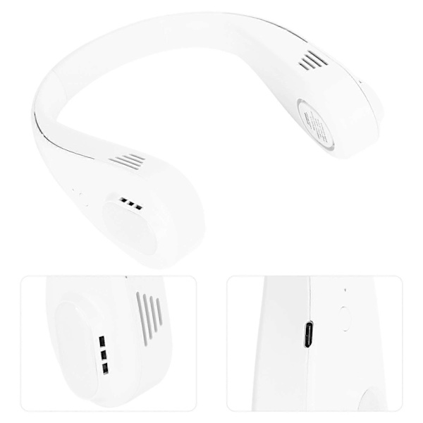 Hiljainen USB-riippuva kaulatuuletin (valkoinen)