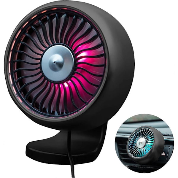 Bilventilation USB-fläktar med färgglada ljus/sugkopp Bil-USB-fläkt/miniluftkonditionering Deodorizer Venti-fläkt