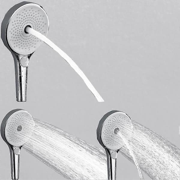 Badrum Rund ABS Handdusch Med Bas Och 1,5m Rostfritt Stål, Silver