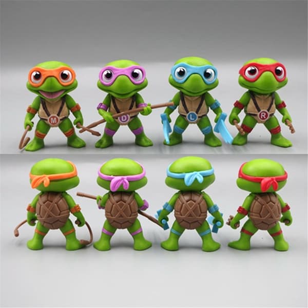 4 kpl/setti Teini-ikäiset Ninja Turtles Minifiguuri Leluauto Koriste 4PCS