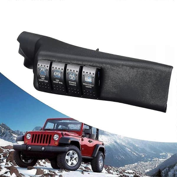 Blåt A-stolpe kontaktpanel sæt 4 Led Pod venstre side til Wrangler 11-18 Jk