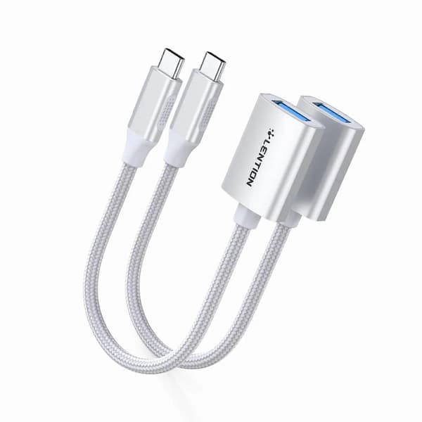 Lention USB C til USB 3.0 Adapter 2-pak Type C Han til USB 3.0 Hun OTG Konverter Apple MacBook Pro Air Surface Telefon C6 Silver