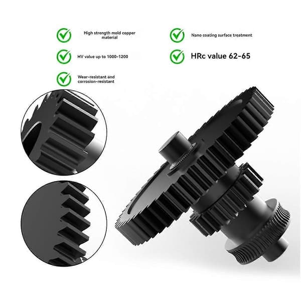 Til Neptune 4/Pro/Plus/Max Nanobelagt Formstål Integreret Ekstrudergear CNC Udskrivningssæt 3D Printerdele Black