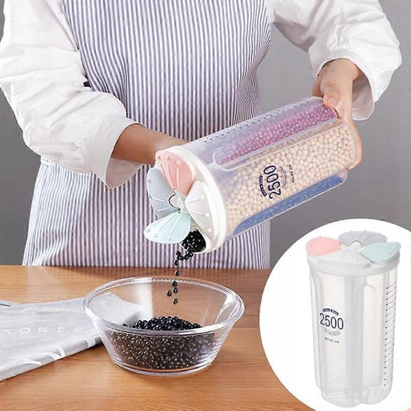 Opdelt husholdningsboks, madopbevaringsbeholdere, tørvarer til nødder, 2500 ml multicolor