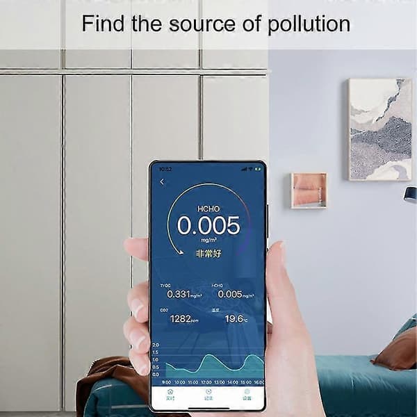 Luftkvalitetsmätare Telefon App Övervaka Co2 Formaldehyd Tvoc Koldioxid Temperatur