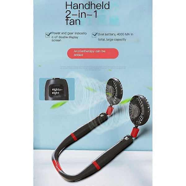 Kannettava henkilökohtainen handsfree-tuuletin (musta)