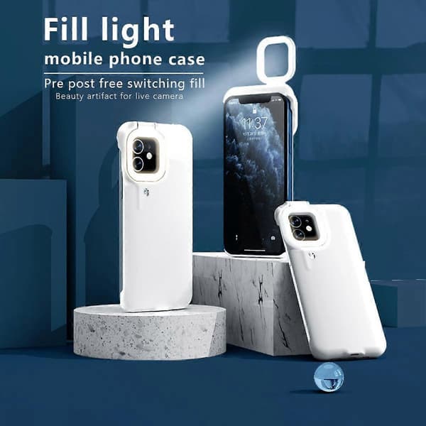 (Lyseblå) Fyll lys telefondeksel for Iphone12/12 Pro