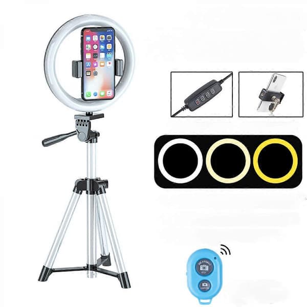 20CM Selfie Ring Light med Tripod Stativ, LED Ring Light til Livestream/Makeup