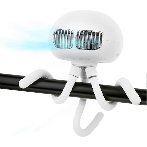 Clip On rattaiden tuuletin terätön joustavalla jalustalla, ladattava USB-pöytätuuletin, hiljainen ja tehokas, 3 nopeutta