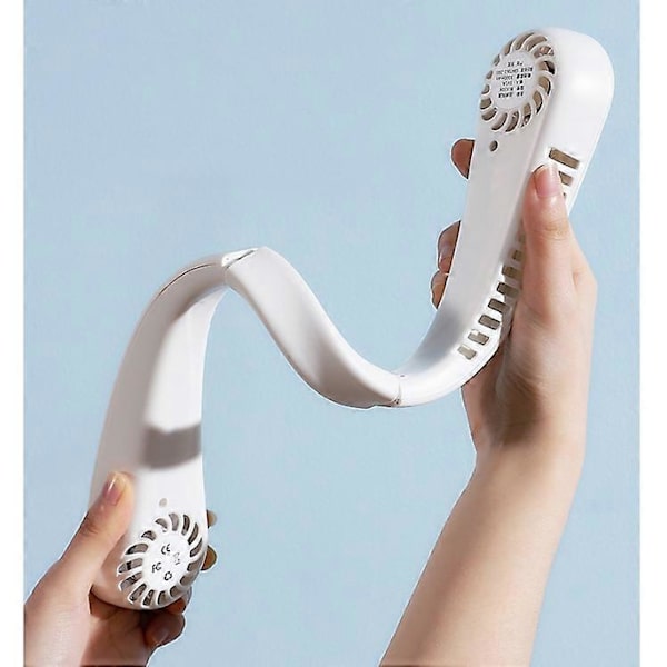 Fem-växlad hängande halsfläkt, digital displayversion - justerbar slang [1800mAh]vit
