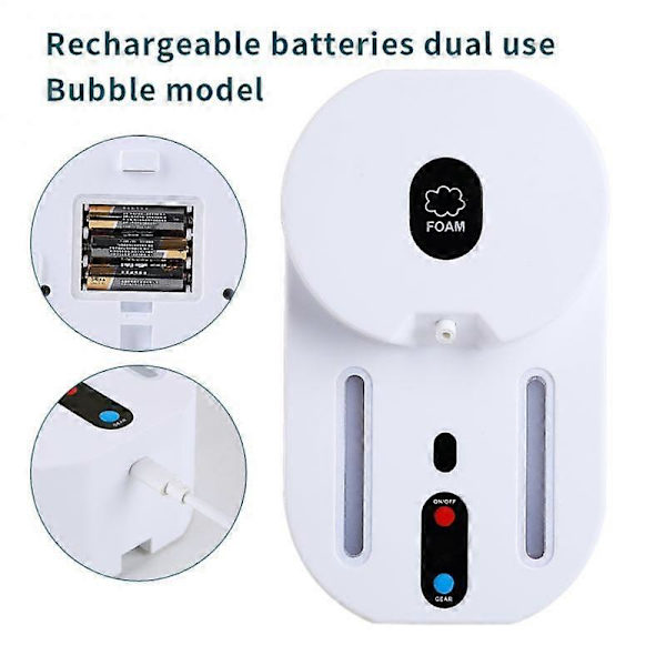 600ml Automatisk Sensor Tvåldispenser USB-Laddning Intelligent Induktion Handsprit Spray Flytande Skum För Kök Badrum