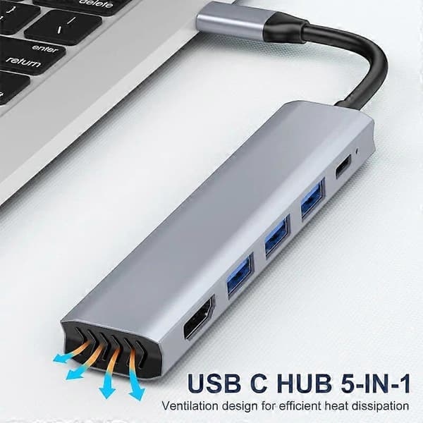 USB HUB 4K HD Adapter TYPE C til HD 5 i 1 USB C til HD hub 4K laptop-utvidelse for MaBook Pro Ar M2 M1 med usb3.0 PD
