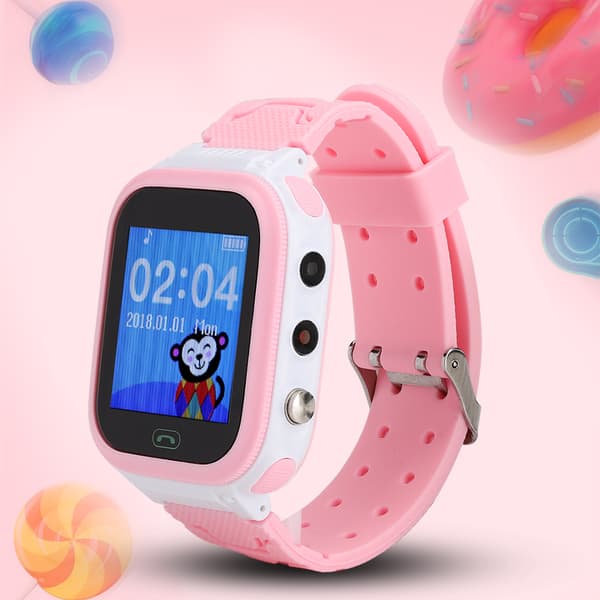 Smartwatch til børn, pink, positionering, telefonur IP67 128x128 TFT-skærm