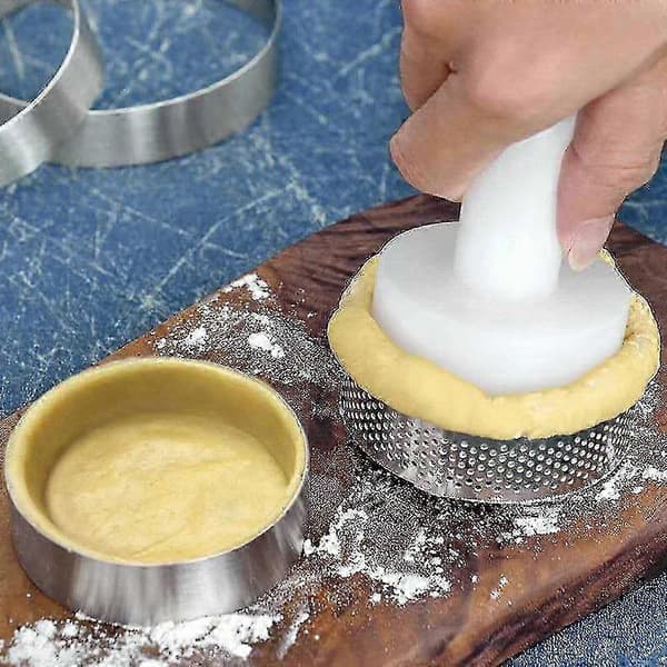 Sirkelformet tertering fransk dessert rustfritt stål perforering fruktpai quiche kake mousse form kjøkken bakeform