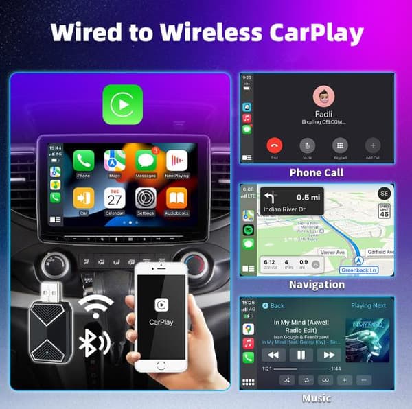 Mini langaton CarPlay & Android Auto -sovitin iPhonelle ja Androidille – Nauti vapaudesta ilman johtoja