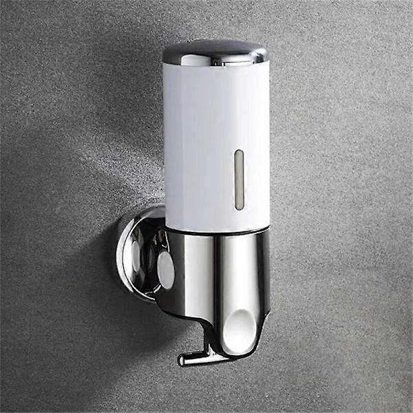 Flytande tvål dispenser för badrum, handdesinfektionshållare, väggmonterad tvål, schampo, gel, dusch, flytande behållare för badrumstillbehör White single