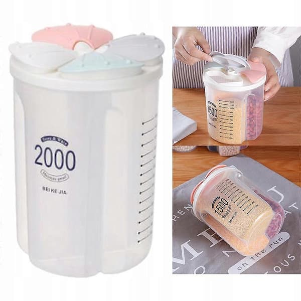 Muoviset elintarvikkeiden säilytysastiat kannella, 2000 ml multicolor