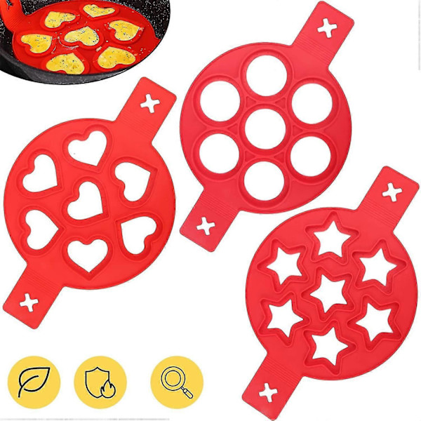 Pannekakeform Maker Pannekakeform Ring Stekt Egg Form Oppgradert 7 Hull Nonstick Silikon Baking Rund Form Pannekake