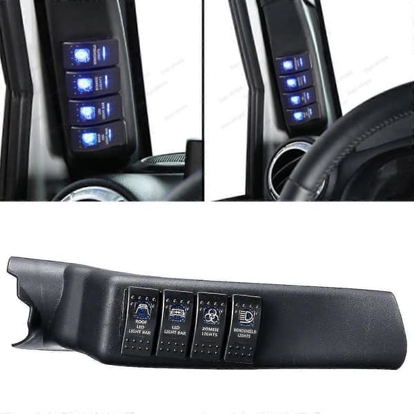 Blåt A-stolpe kontaktpanel sæt 4 Led Pod venstre side til Wrangler 11-18 Jk