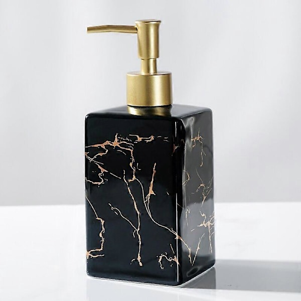 Nestesaippua-annostelijat Marmoroitu keraaminen manuaalinen saippua-annostelija Lotion Shampoo Pullo Aromaterapiapullo Kylpyhuonetarvikkeet L-black