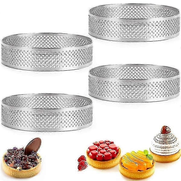 Cirkulær tærtering fransk dessert rustfrit stål perforering frugttærte quiche kage mousse form køkkenbageform