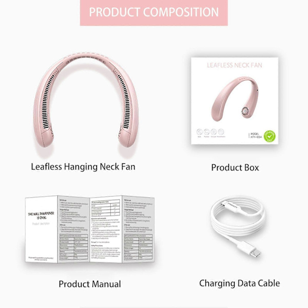 Kannettava Bladeless Personal USB Neck (PINK)