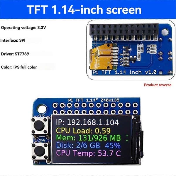 TFT Display Modul 1.3 Tommer Fuld Farveskærm med SPI Interface til Pio As Shown