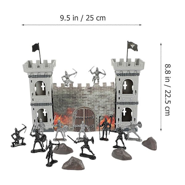 Leksaksset för pojkar, soldater, militär, riddare, militärleksaker, plastfigurer, soldatleksaker för barn Grey
