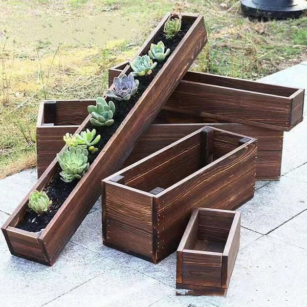 Rustik Trä Blomlåda Trä Blomkruka Planteringslåda för Bondgård Kontor Hem S Brown as described