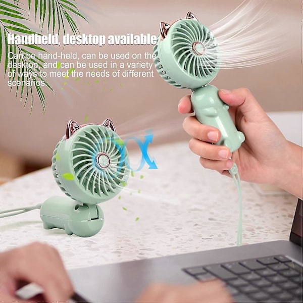 Kannettava tuuletin, USB-käsituuletin, ladattava taskutuuletin, paristokäyttöinen tuuletin, hiljainen taitettava tuuletin 3 tuulettimen nopeudella