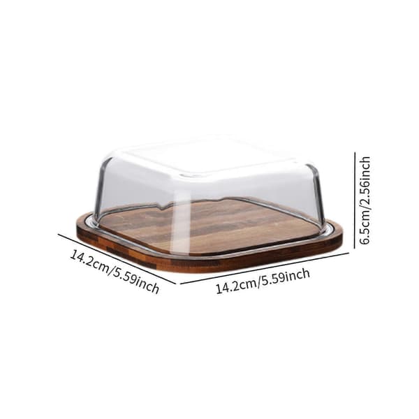 Smørfat med glasslokk, solid, multifunksjonell for benkeplate, kakebutikk, kaffebar Clear 14.2cmx14.2cmx6.5cm