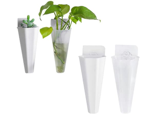 4 stk. veggmonterte hydroponiske plantepotter blomstervase