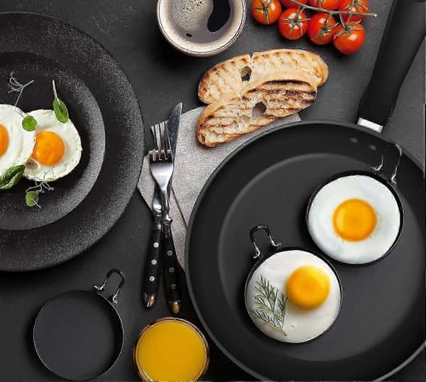 Æggeringe, 4-pak rustfrit stål æggekoge ringe, pandekageform til stegning af æg og omelet