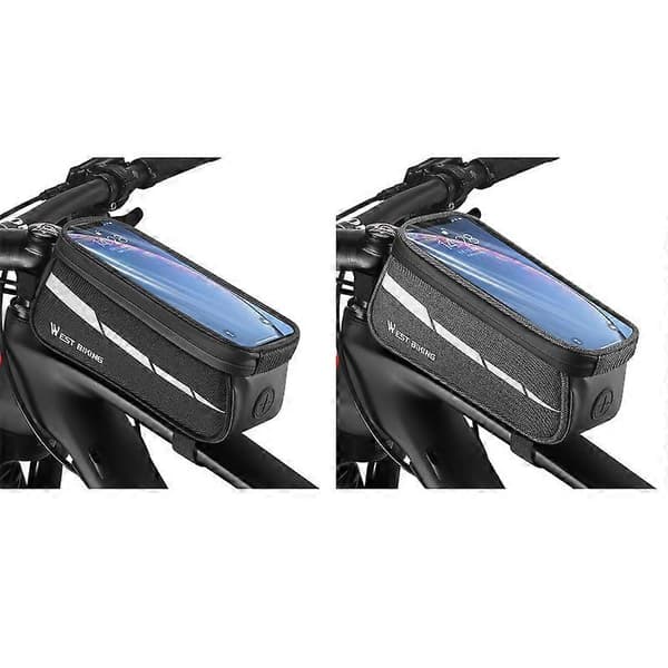 WEST BIKING Cykel Mobiltelefon Touch Screen Front Beam Taske Black Gray