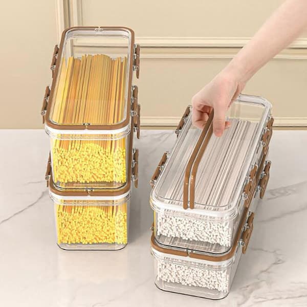 Pastabehållare Klar Rektangulär Förvaringslåda för Sovsalar Kylskåp Nudlar Clear S
