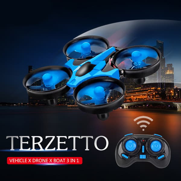 3 i 1 Mini RC Drone Bil Båd Quadcopter 360 Stunt Headless Mode Børnelegetøj Gaver