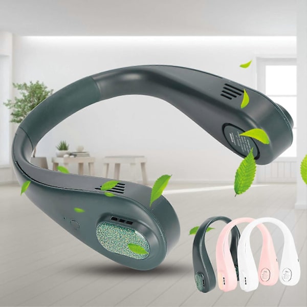 Hiljainen USB-riippuva kaulatuuletin (vihreä)