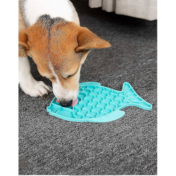Kat Langsom Foder Skål Fiskeformet Kat Puzzle Foder Madmåtte Til Små Hunde & Katte Langsom Spisning