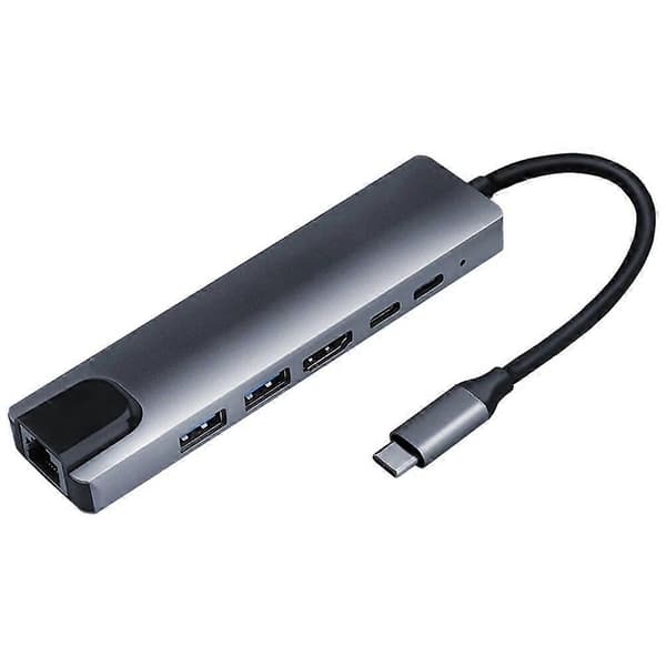 Multi USB Docking HUB Converter 2 USB 3.0 HDMI-kompatibel Typ C PD RJ45 6 i 1 PC Adapter Notebook Tillbehör USB C Hub