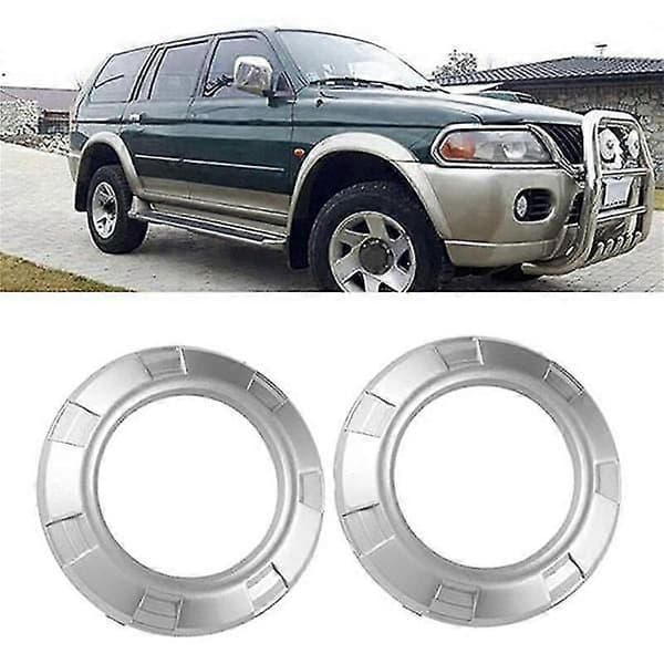 Biltilbehør Par Front Tåkelys Lampe Sølv Krom Deksel Ramme for Montero 2007-2014 6400A583H