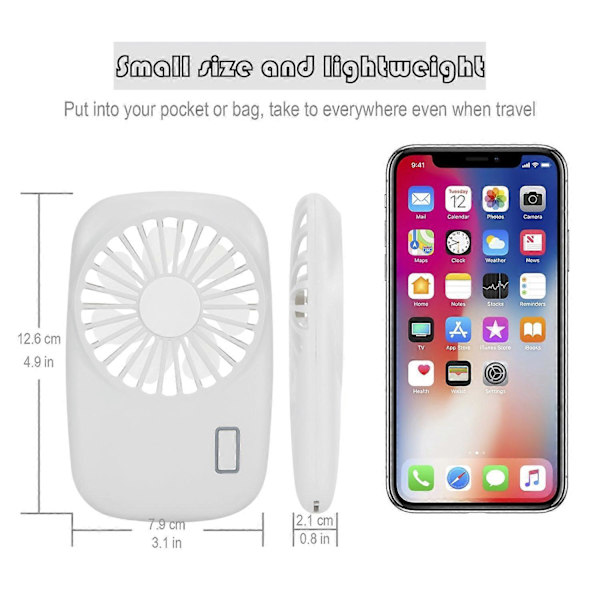 Kädessä pidettävä tuuletin Minituuletin Tehokas pieni kannettava tuulettimen nopeus Säädettävä USB-ladattava jäähdytys valkoinen