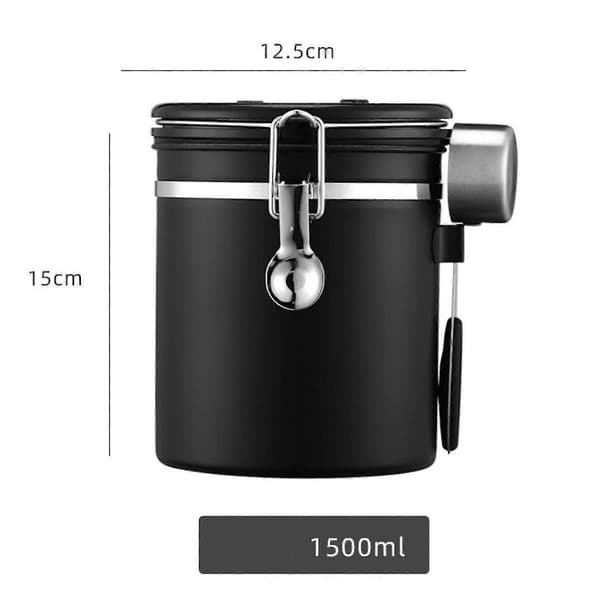 Kaffedåse Gadgets Kaffeopbevaringsbeholder til Te Kager Kaffebønner Sølv 1,2L Optional Black 1.5L
