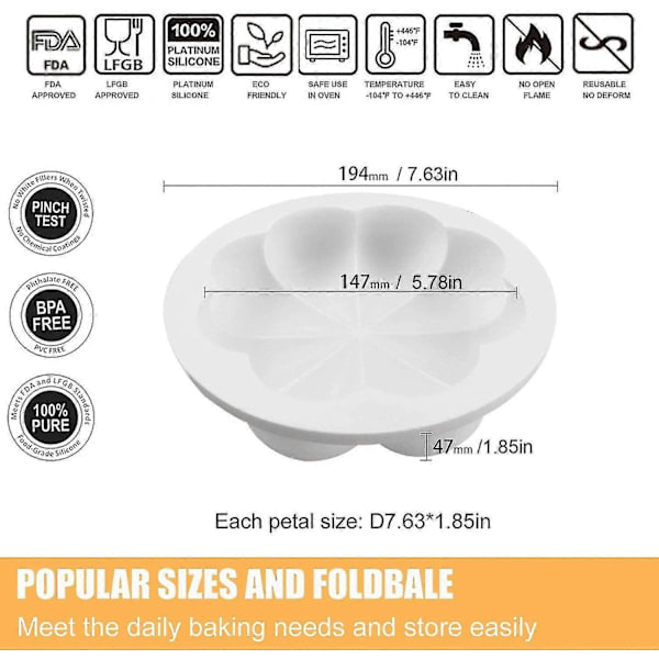 Silikonformer for baking, kompatible med moussekake, 3D-silikonformer for kaker