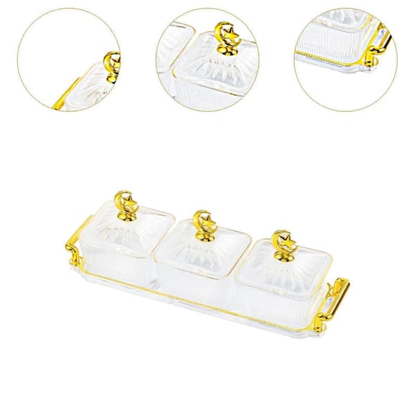 Delt Serveringsfat Tørket Frukt Snacks Serveringsfat for Bryllup Tørket Frukt Clear 3 Grids Optional