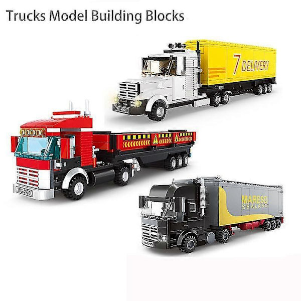 Lastbilsmodell Byggklossar Kompatibla Tekniska Stadsfordon Godstransport Bil Pojkleksaker Mini Tegelstenar Kreativa Barnpresenter 4971 container truck
