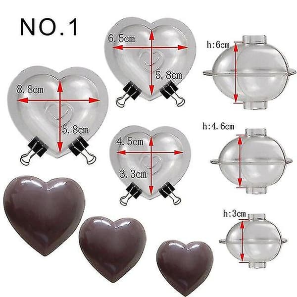 Bageplader DIY Hjerteform Polycarbonat Chokoladeform Konditorværktøj Til Kagedekoration Bageudstyr No13456